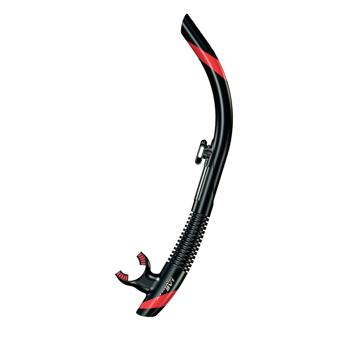 ATOMIC SV1 Flex snorkel i sort og rød med konisk topp og fleksibelt munnstykke
