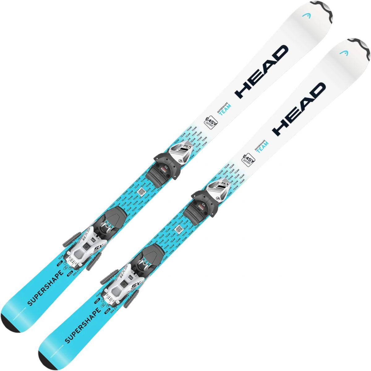 Head Supershape Team Easy barneski med JRS 4.5 GW-binding i blå og gul farge