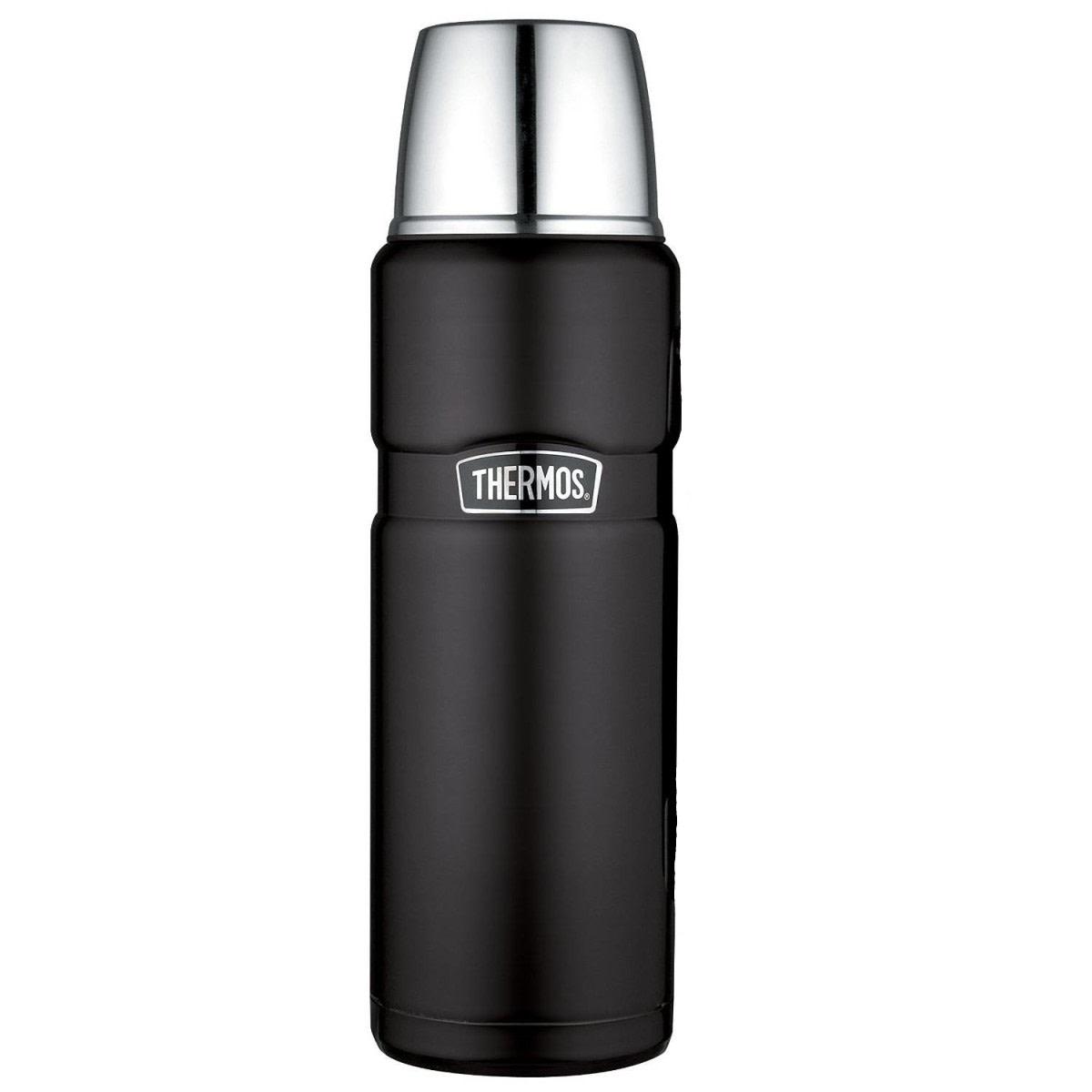 Thermos King Flask 1.2L i matt svart — stor termoflaske for tur og arbeid