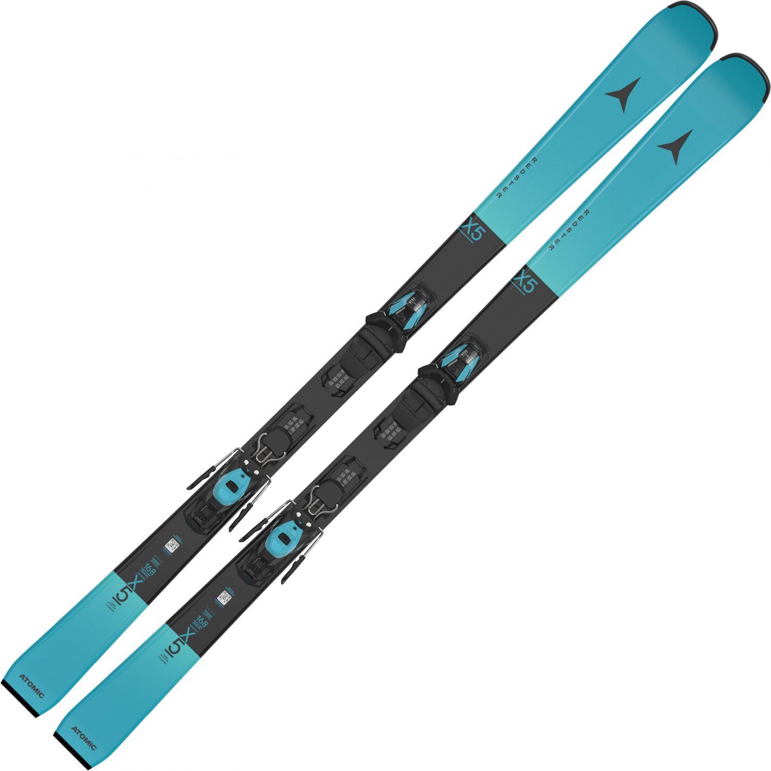 Atomic Redster X5 Teal alpinski i teal-blå og sort farge på hvit bakgrunn