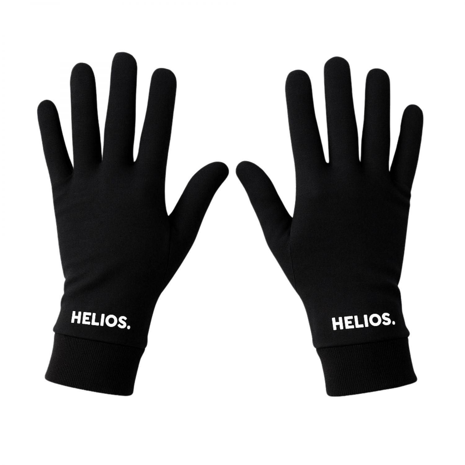 Helios Merino Glove Liner i svart, tynn merinoull-hanske med touchscreen-funksjon