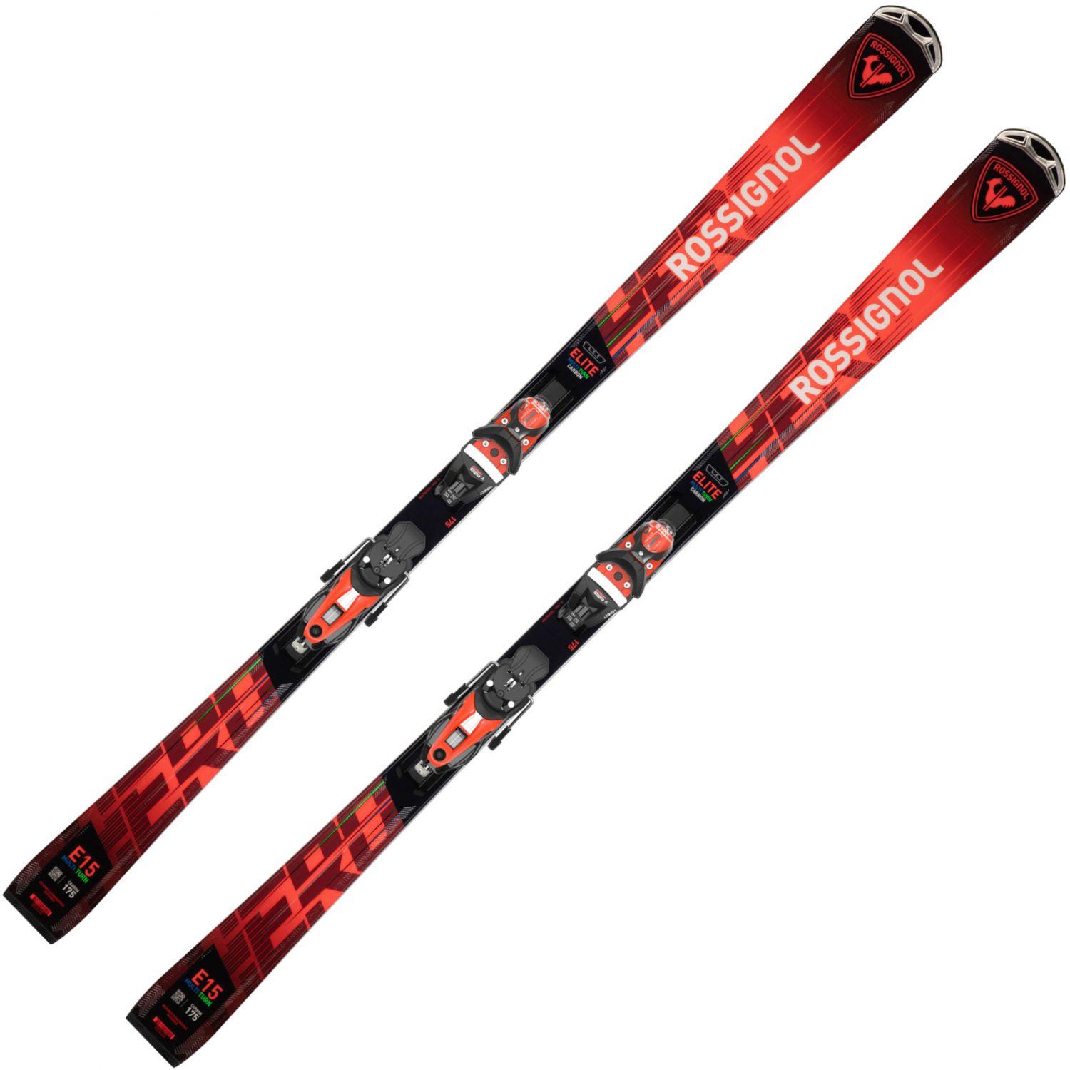 Rossignol Hero Elite MT CA alpinski i sort og rød design på hvit bakgrunn