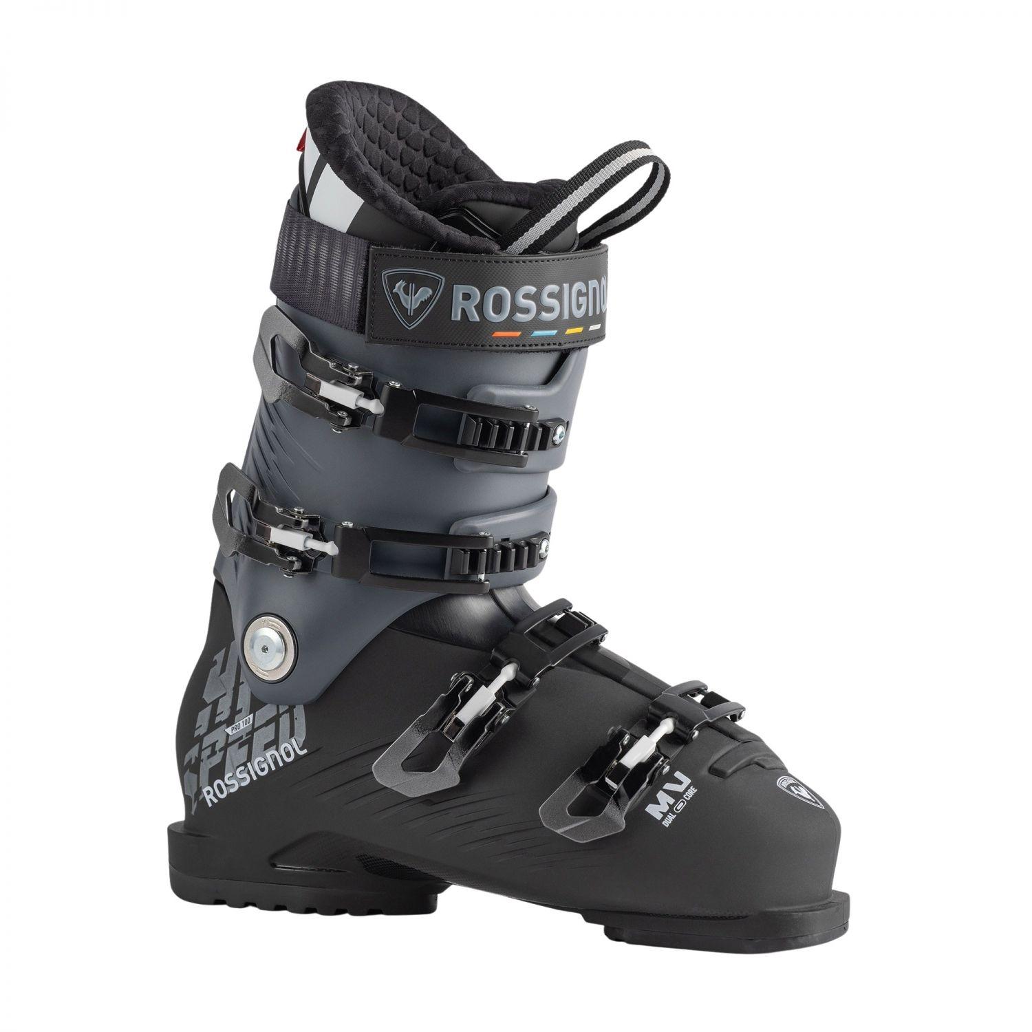 Rossignol HI-Speed Pro 100 MV alpinstøvler i helsvart utforming, Medium Volume-leist