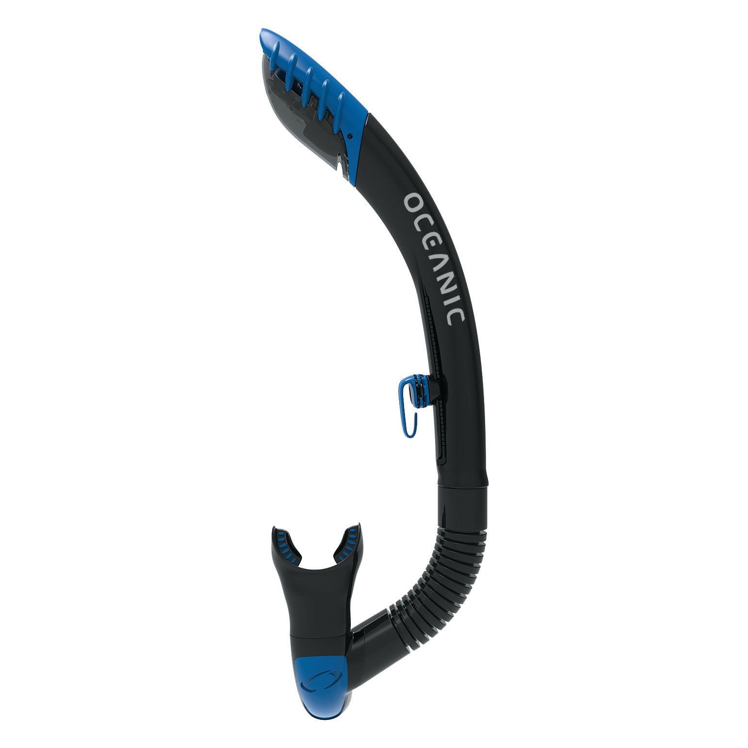 Oceanic Ultra Dry 2 snorkel i svart og blå med tørrventil øverst