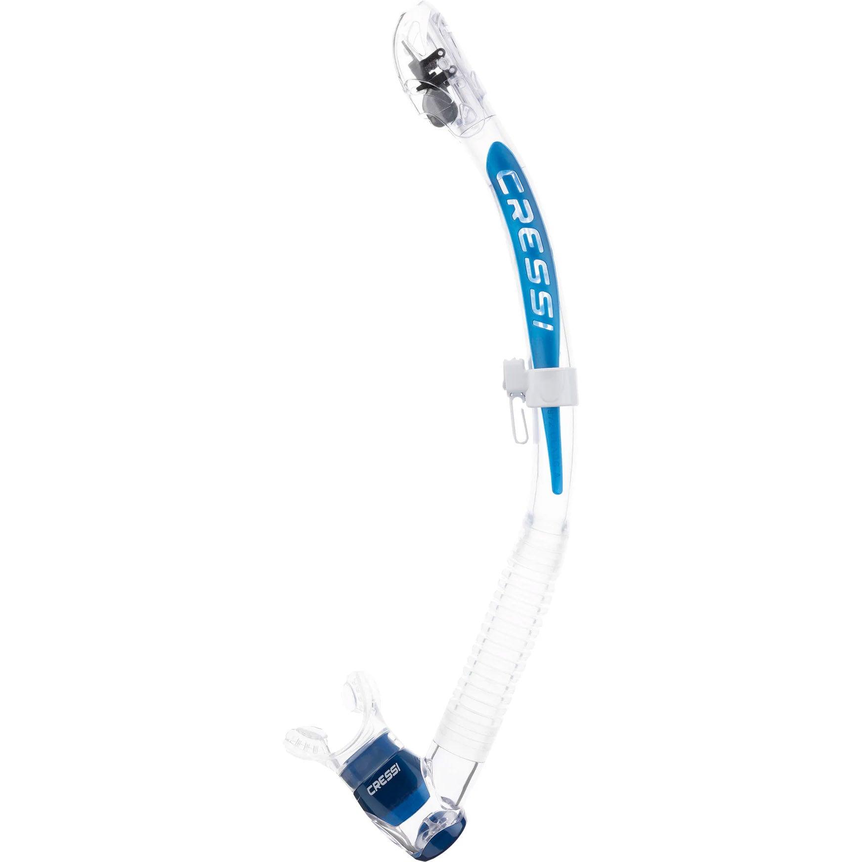 Cressi Itaca Ultra Dry snorkel i klar blå farge med tørrventil