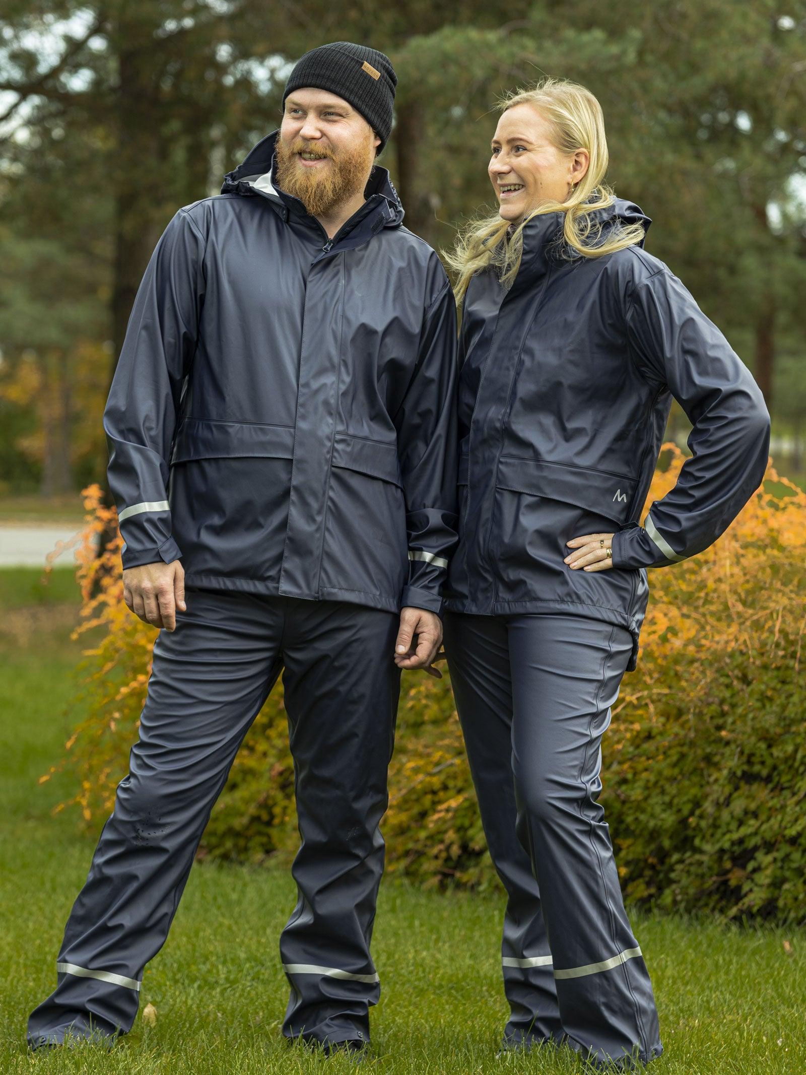 Bergen regnsett unisex i marine blå farge, jakke og bukse