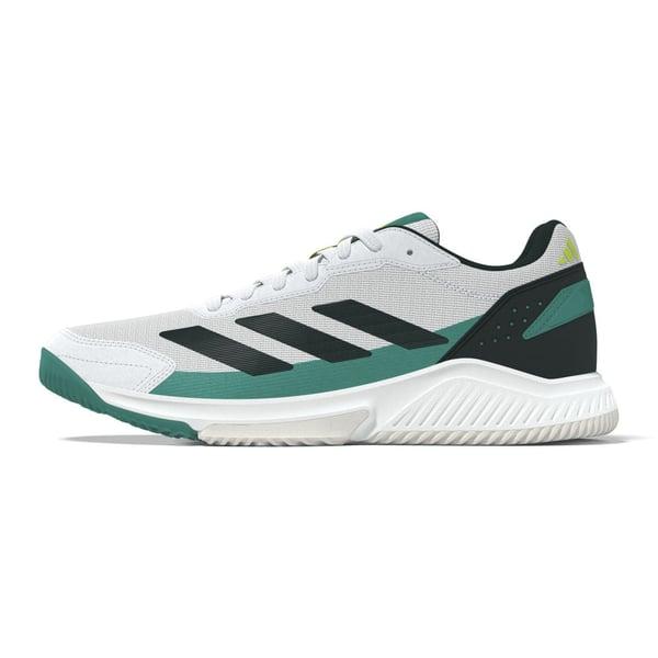 Adidas Courtquick Padel sko i hvitt og grønt for 2025/2026-sesongen