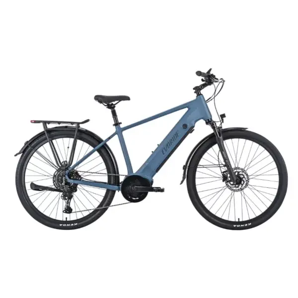 Evoride Trekking elsykkel blå — trekkingsykkel med stort 720Wh batteri og bagasjebrett