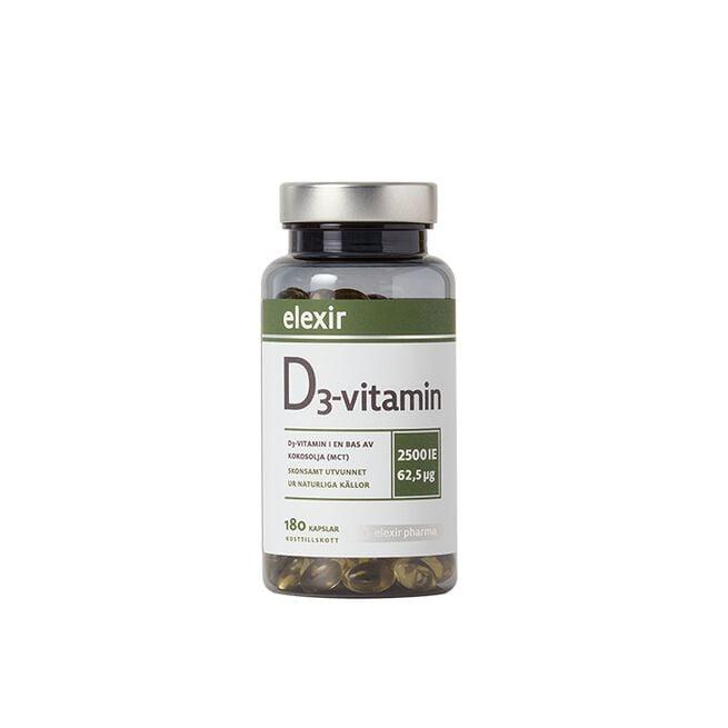Elexir Pharma D3-vitamin 2500 IE 180 kapsler