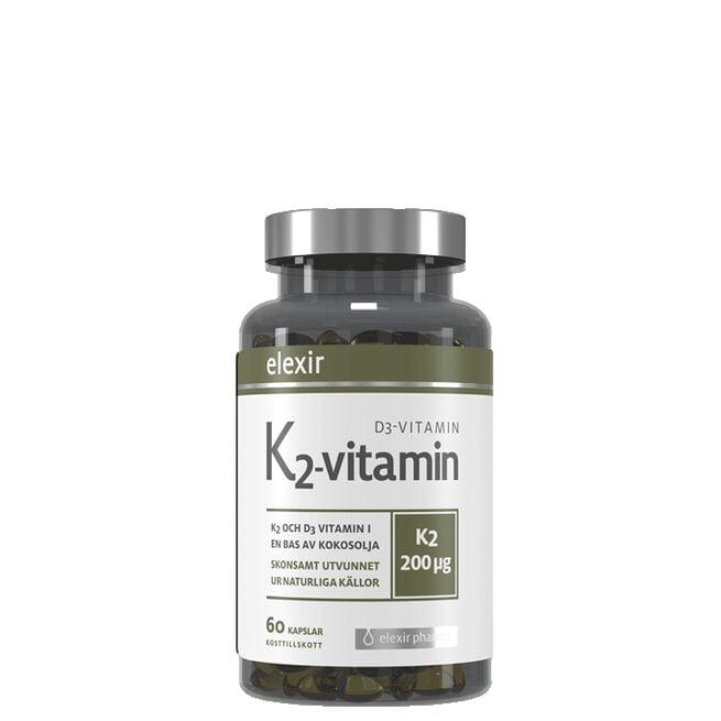 Elexir Pharma K2+D3 200mcg 60 kapsler