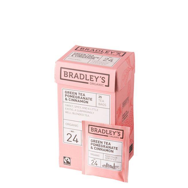 Bradley's økologisk grønn te med granateple og kanel i teposer