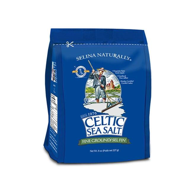Celtic Sea Salt finmalt uraffinert havsalt fra Guérande i 227 g saltbøsse