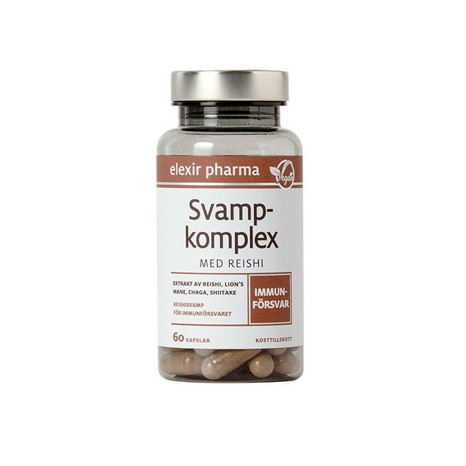 Elexir Pharma Soppkompleks med Reishi 60 kapsler - medisinsopp-kompleks med reishi, lions mane, chaga og shiitake