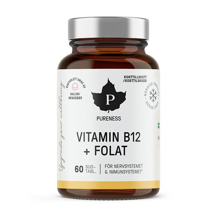 Vitamin B12 + Folat Hallon sugtabletter