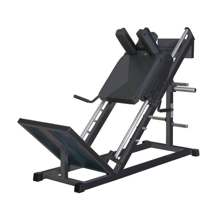 Inter Atletika hack squat i sort med skuldreputer og sledebane