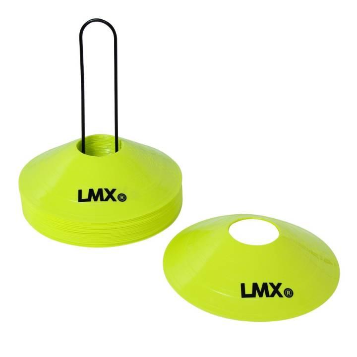 LMX treningskjegler i gult, sett med tjue med holder