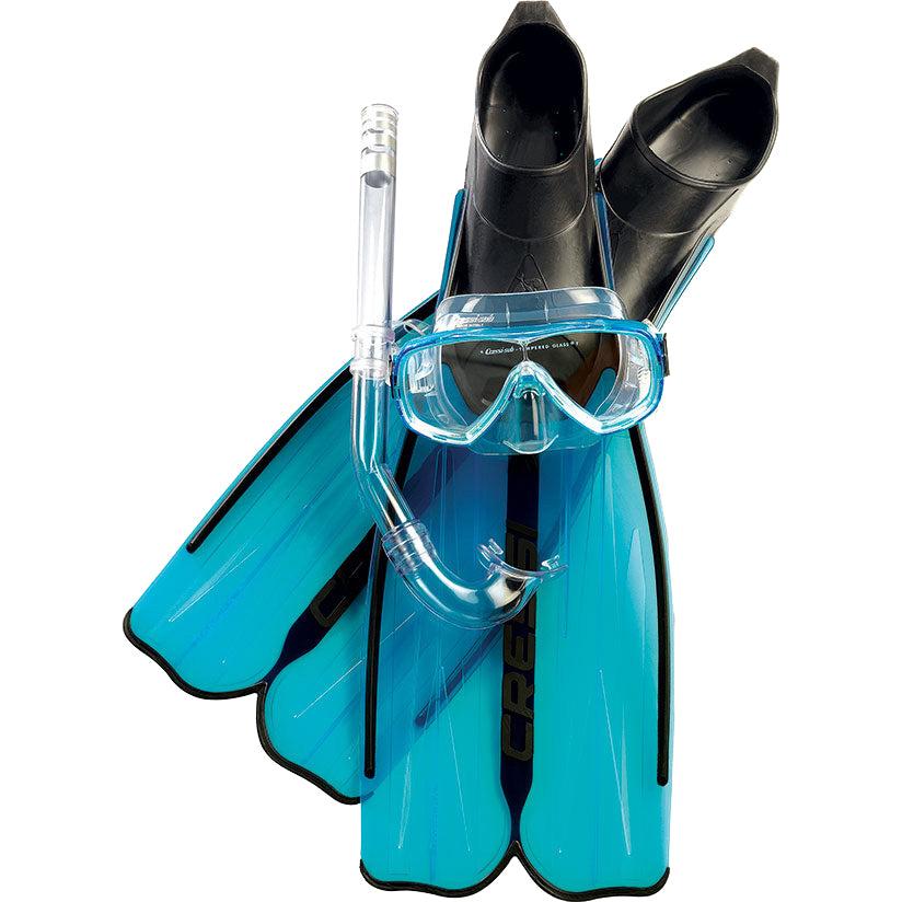 Cressi Rondinella snorkelsett med svømmeføtter, maske og snorkel i blått
